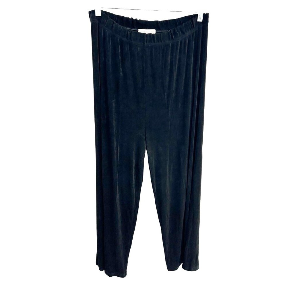 LS Collections By Suzi Black Velvet Pants Elastic Waist Sz XL